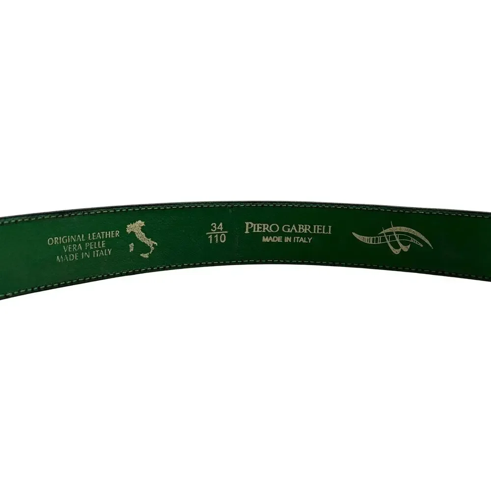 Piero Gabrieli Italy Black Green Leather Dress Belt Men’s Size 42